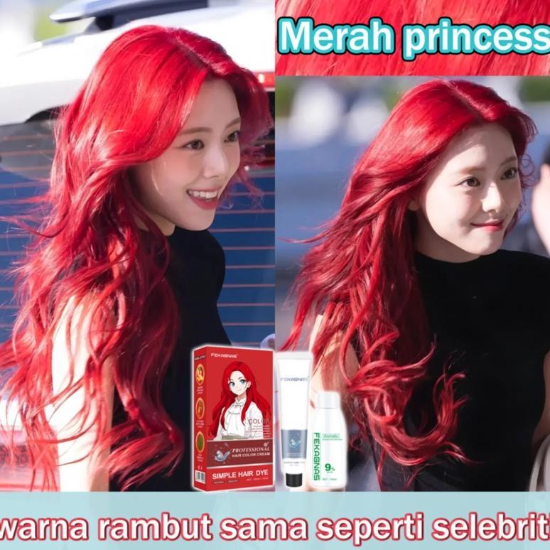 [Korean stylish] FEKAGNAS Merah princess cat rambut 200ml Kulit tampak putih(cat rambut merah,pewarn