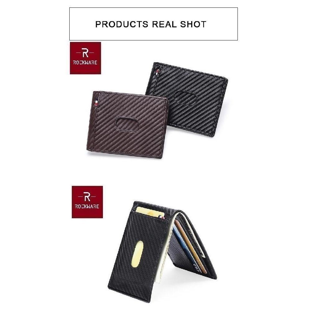 ROCKWARE Dompet Pria Bifold Carbon Fiber Wallet RFID Blocking