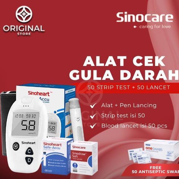 Termurah Sinoheart Strip Gula Darah Sinocare | Stik Tes Gula Darah Akurat & Praktis Pakai Accu