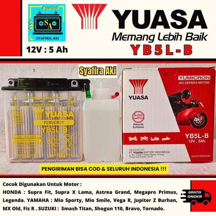 AKI MOTOR HONDA SUPRA LAMA ASTREA GRAND FIT X FIT S YUASA YB5LB BASAH MURAH!