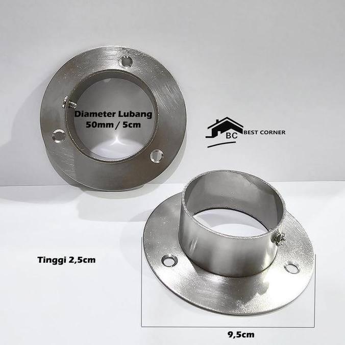 Bracket topi 2 Inch Stainless / Dop Pipa Stainless Bulat