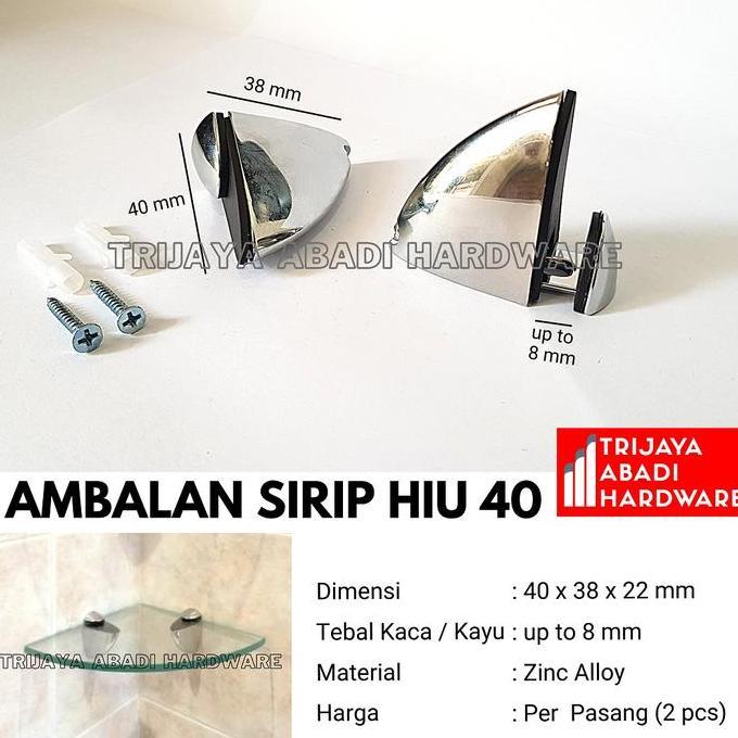 2 x Ambalan Jepit Sirip Hiu ASH40 - Ambalan Kayu / Kaca