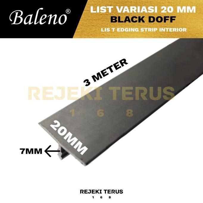 List Lis T Variasi 20 mm Aluminium BLACK HITAM DOFF Penutup Celah