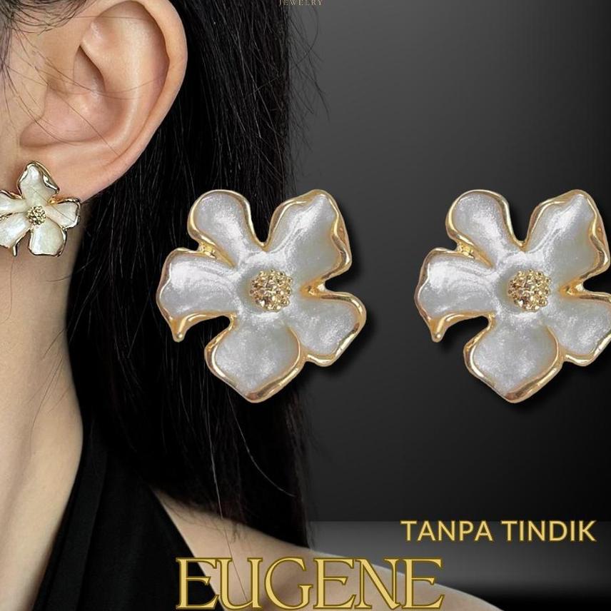 Noize Eugene Anting Jepit Wanita Klip Tanpa Tindik Ear Clip S925 Bunga
