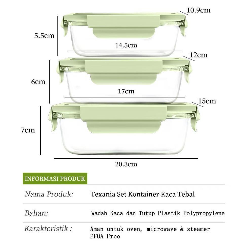 BESTPROMO SET FOOD CONTAINER - FOODBOX KACA WADAH MAKANAN - WADAH SAYURAN WADAH BUAH BUAHAN - BISA F