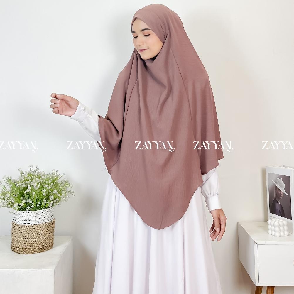 TERBARU ZAYYAN. French Khimar Mecca Crinckle Size L & XL Premium Hijab
