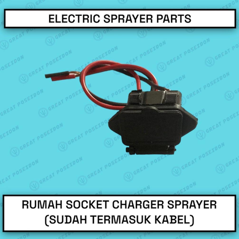 Bisa Cod Bosqu Rumah Charger Sprayer Elektrik Socket Cas Aki Battery Knapsack 3 Pin ><