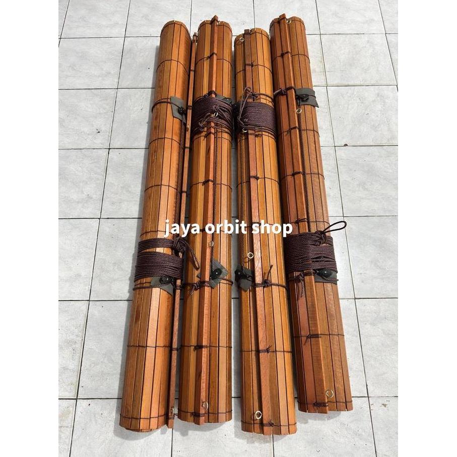 tirai kayu outdoor L 100cm x T 250cm / tirai kayu gulung / krey kayu outdoor / krei kayu / tirai out