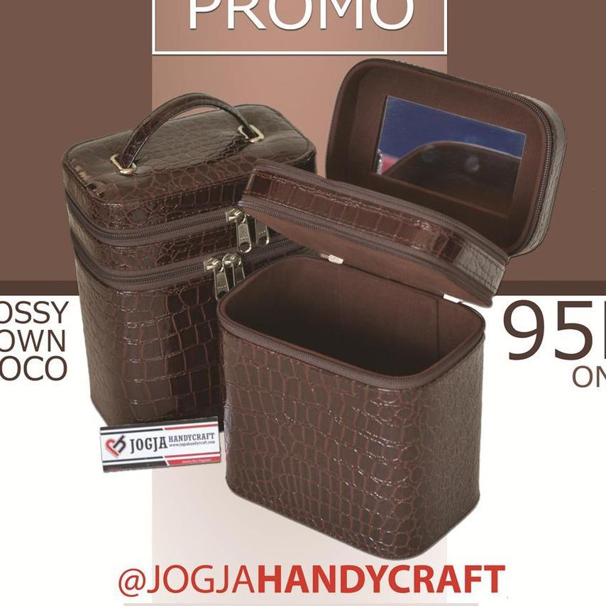 Tas Makeup Beautycase Glossy Brown Croco