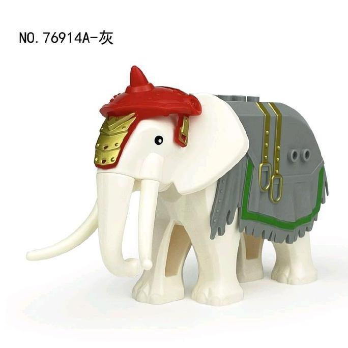 mainan balok medieval gajah perang putih