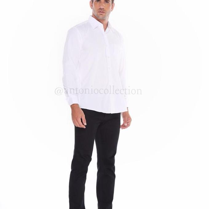 Thsr- Kemeja Pria Putih Polos Lengan Panjang / Seragam Baju Lapangan Kantor