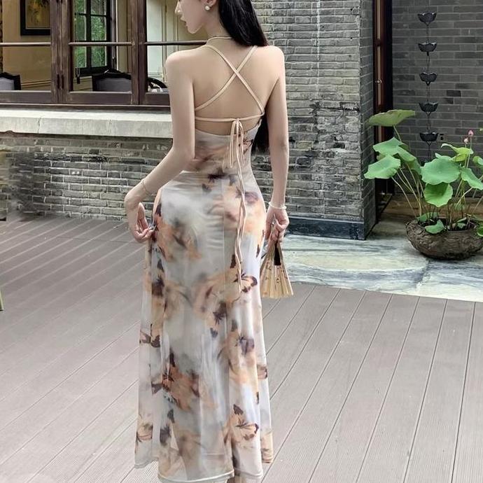 Pilihan - 25025 Gaun Mewah Modis Buka Baju Kung Elegant Long Dress  Pantai Body  Pantai Body Terbaru