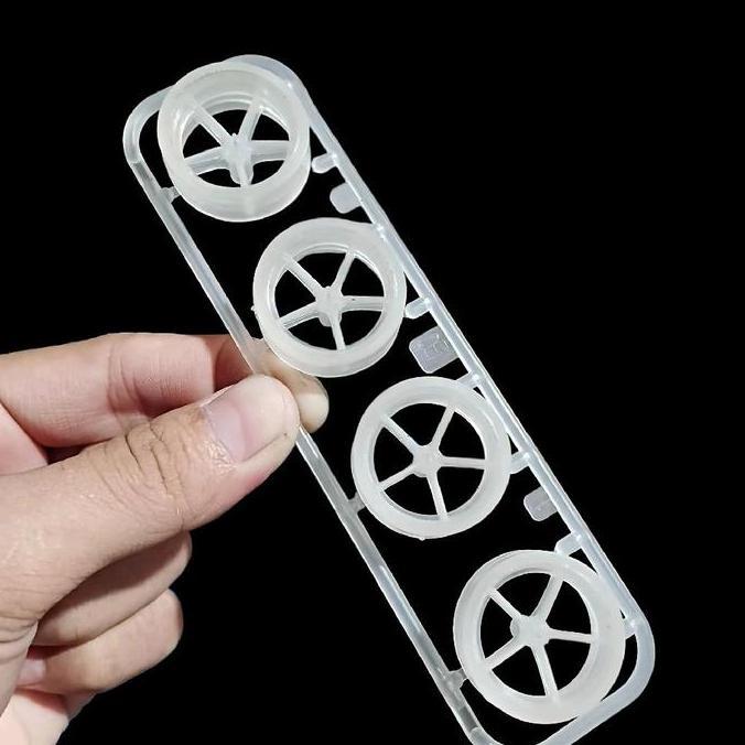 REP TAMIYA BAN LARGE 5 SPOKE CLEAR SET DEPAN BELAKANG