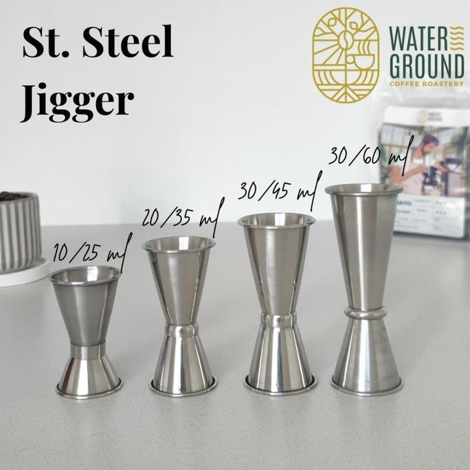 Stainless Steel Jigger Measurement Cup 10 25 30 45 60 ml cc Gelas Ukur Kecil