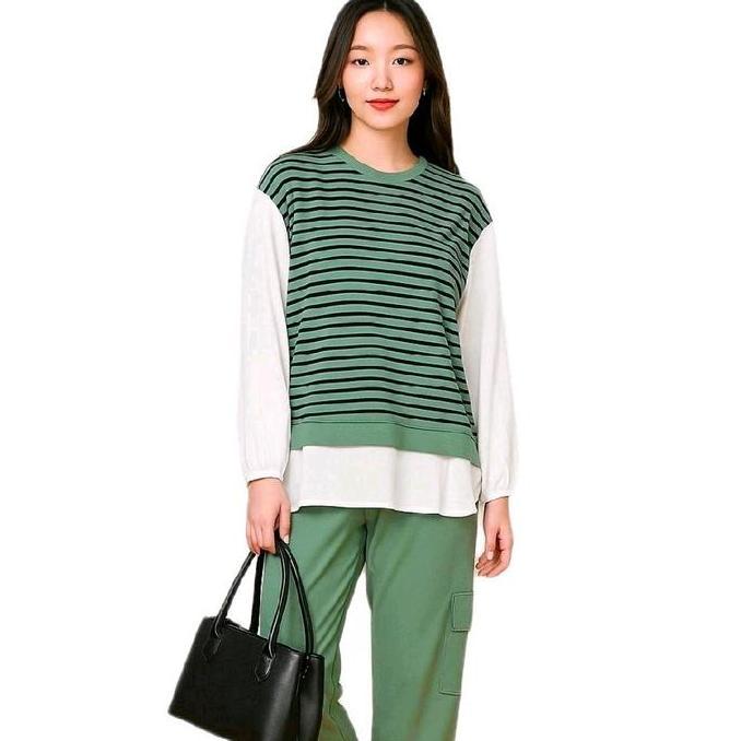 Pilihan - Ibm Cozie Setelan Wanita Knit Salur Premium Oversize Dewasa Remaja Celana Saku Kanan Kiri 