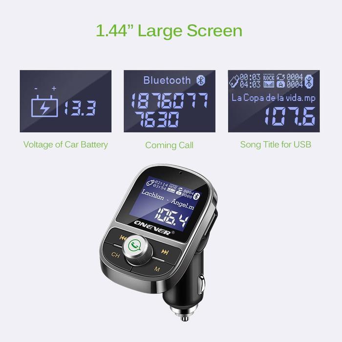 ONEVER HY92 FM MODULATOR BLUETOOTH 4.1 HANDS-FREE CAR KIT W3.A CHARGER ORIGINAL DAN TERPERCAYA