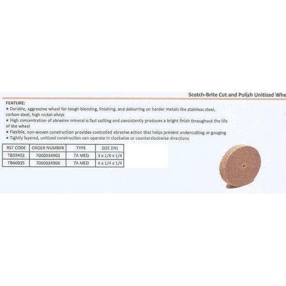 SCOTCH-BRITE CUT AND POLISH UNITIZED WHEEL 4.1-4.1-4 - 3M BEST SELLER