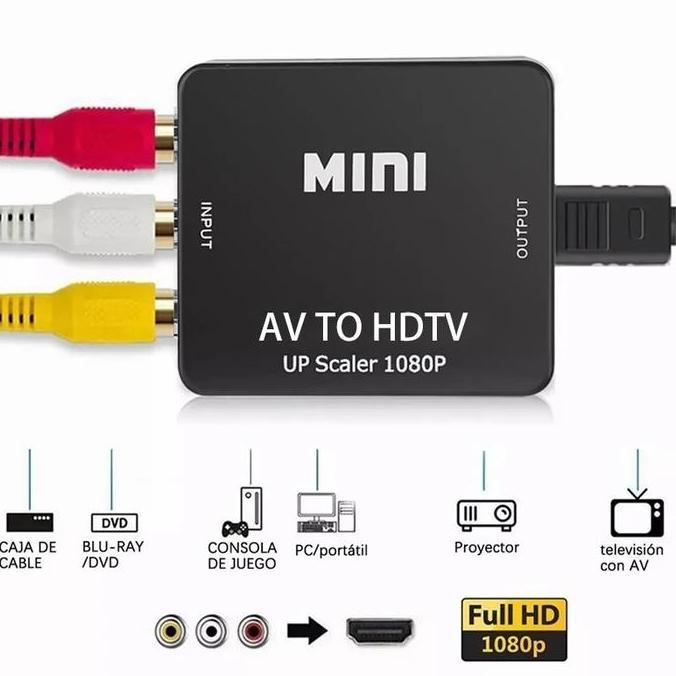 CONVERTER AV TO HDMI / RCA TO HDMI Rca ke Hdtv Alat Untuk Mengubah Sinyal Video dan Audio Analog (ka