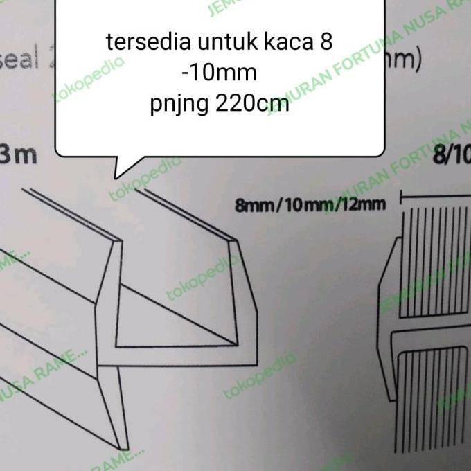 Furni- Terseal Glass Clip Klip Seal Pintu Kaca Model Sirip H Kaca 10Mm