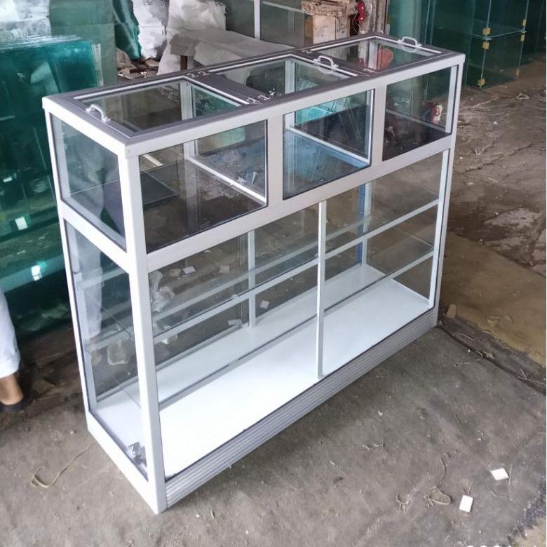 NEW Etalase Kaca Beras 120cm Rangka Aluminium [terbaik][terlaris]