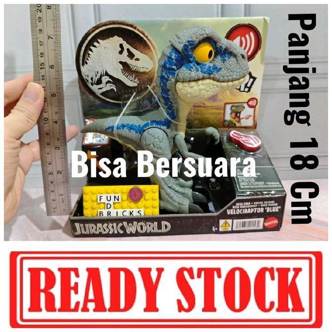 Mattel Jurassic World Mega Roar Velociraptor Blue