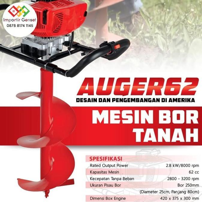 Mesin Bor Tanah Biopori Auger 58 Cc