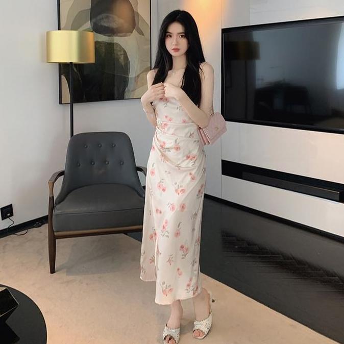 Youu- 1308 Elegant White Long Summer Dress B Size N Style Dress Floral Panjang Nita Putih Dress Casu