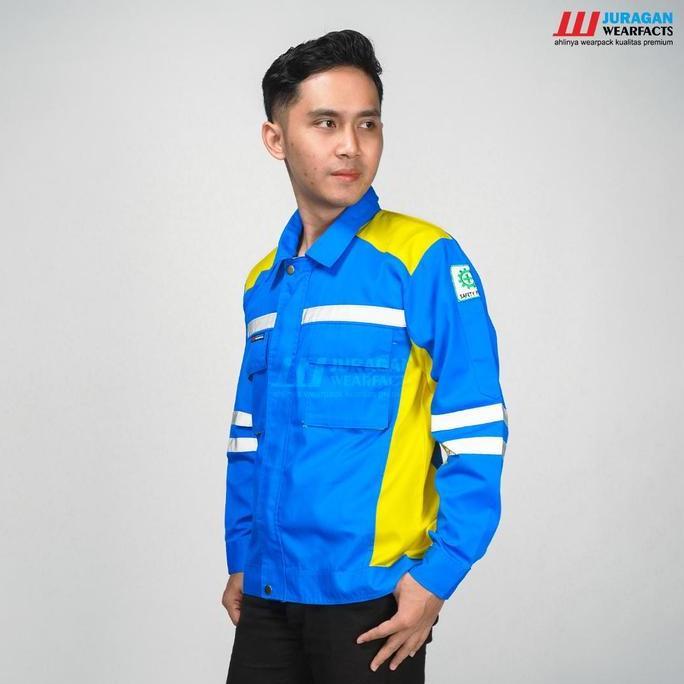 Juragan Wearfacts - Wearpack Atasan Warna Biru Benhur Kombinasi Kuning
