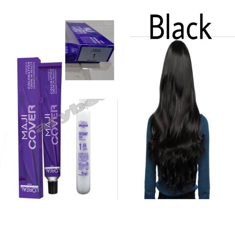 L'oreal majirel 1 Black loreal pewarna rambut cat rambut dan oxidant cat rambut