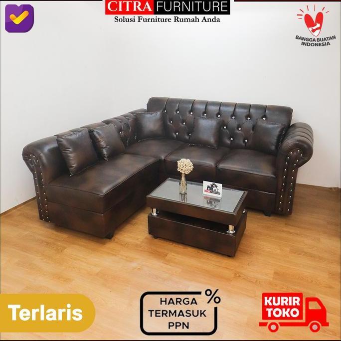 (Good) PANAMA Series Sofa L Putus Kancing Oscar | Sofa Sudut Chesterfield