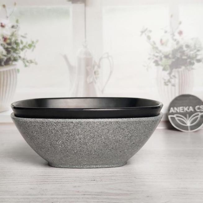 Melamine Stone Mangkok Kotak 7 Inch Persegi Golden Dragon W6407A