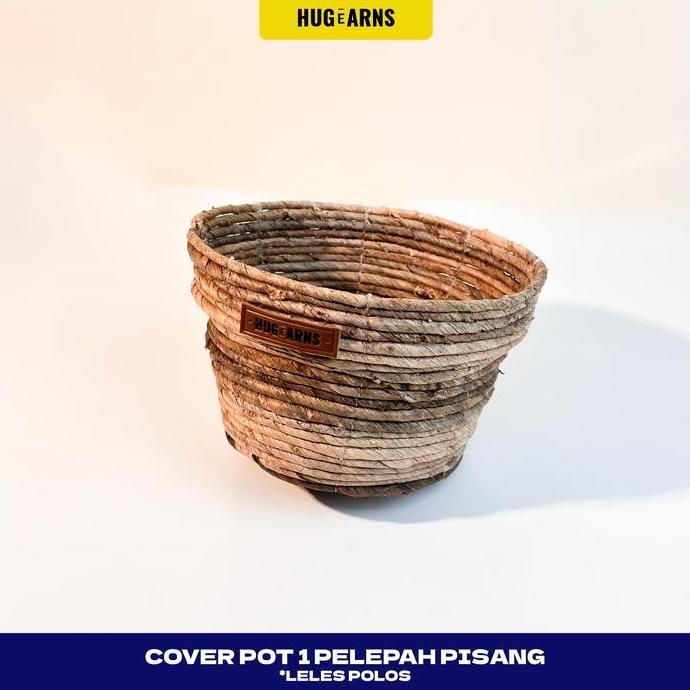 HUGeARNS - Cover Pot 1 Pelepah Pisang Leles Polos / Cover Pot Anyaman / Cover Pot Anyaman Pot / Cove