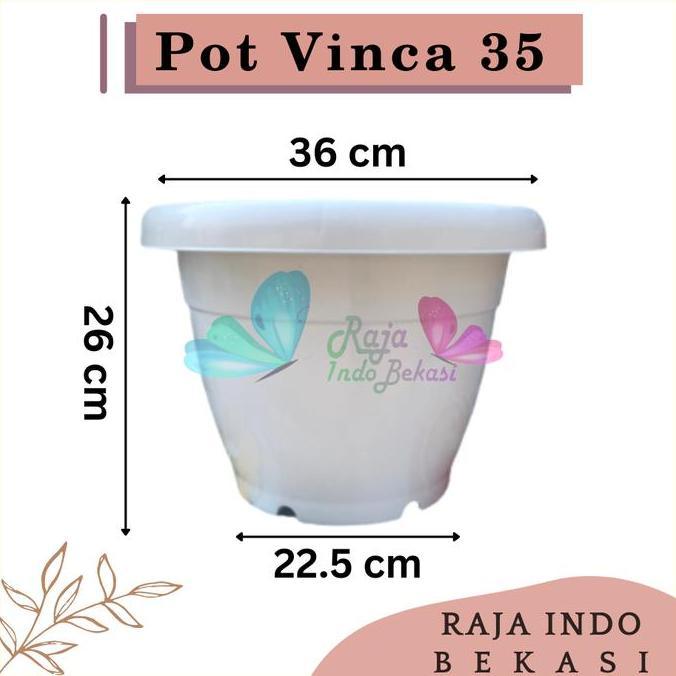 RAJA INDO POT TEBAL Pot Bunga Putih 35 Strawberry | Pot Tanaman Plastik Besar