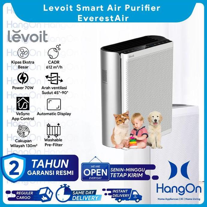Levoit EverestAir Air Purifier - Pembersih Udara Cerdas HEPA 13, Putih, 52 m²