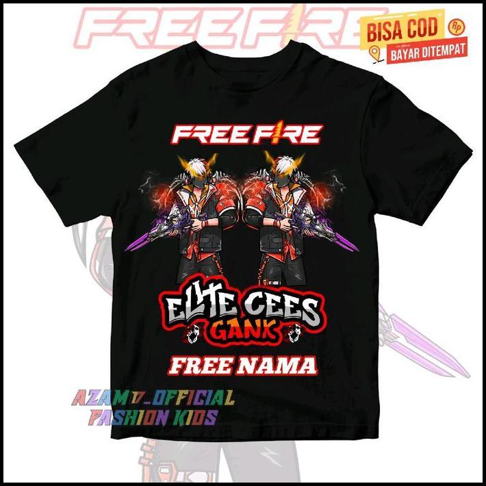 KAOS ANAK BAJU ANAK FF ELITE CEES GANK KARAKTER FF VERSI SG 2 JUTA EVO GUN FREE NAMA / KAOS TSHIRT A