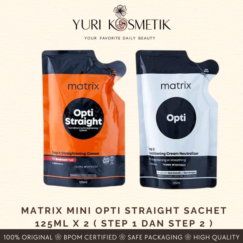 MATRIX MINI OPTI STRAIGHT SACHET 125ML X 2 ( STEP 1 DAN STEP 2 ) / REBONDING / SMOOTHING RAMBUT / MA