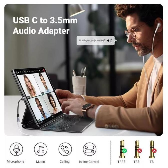 mf_ratna/ UGREEN Splitter Audio Type C To Jack 3.5mm On Mic Gaming Compatible For iPhone 15 16 17 Sa