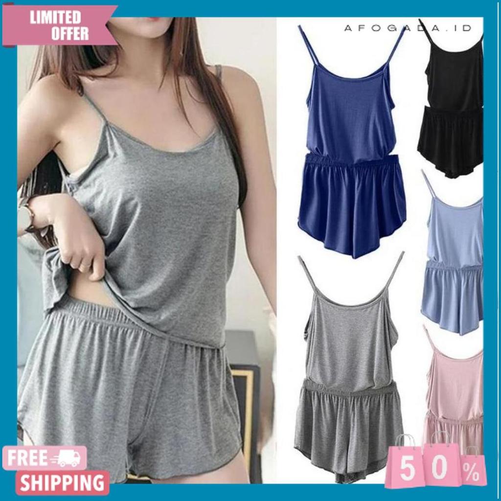 Exclusive Setelan Tanktop Wanita Sexy/One Set Baju Tidur Wanita/Setelan Singlet Wanita Jumbo/Setelan