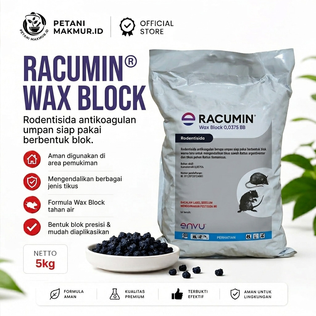 Racumin Umpan Tikus Blok Biru 5 kg - Aman untuk Hewan Peliharaan,