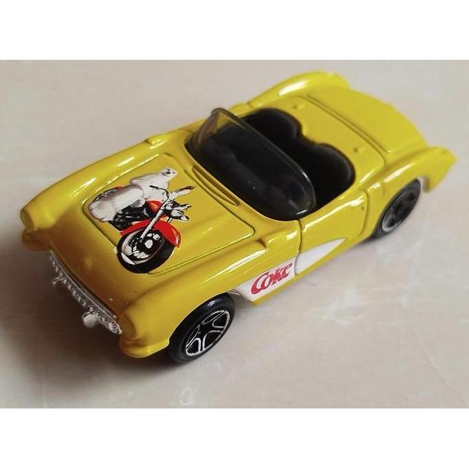 0403 ASSORTED DIECAST LOOSE : MATCHBOX RARE - '57 CORVETTE CONVERTIBLE YELLOW COCA COLA SERIES 1998 