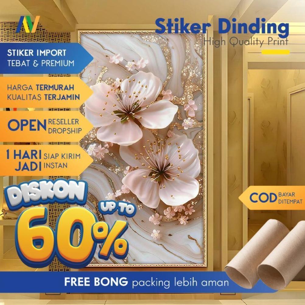 Stiker Dinding Bunga 3D Premium Dekorasi Dinding Aesthetic Bikin Kamar Lebih Cantik Hidup & Estetik 