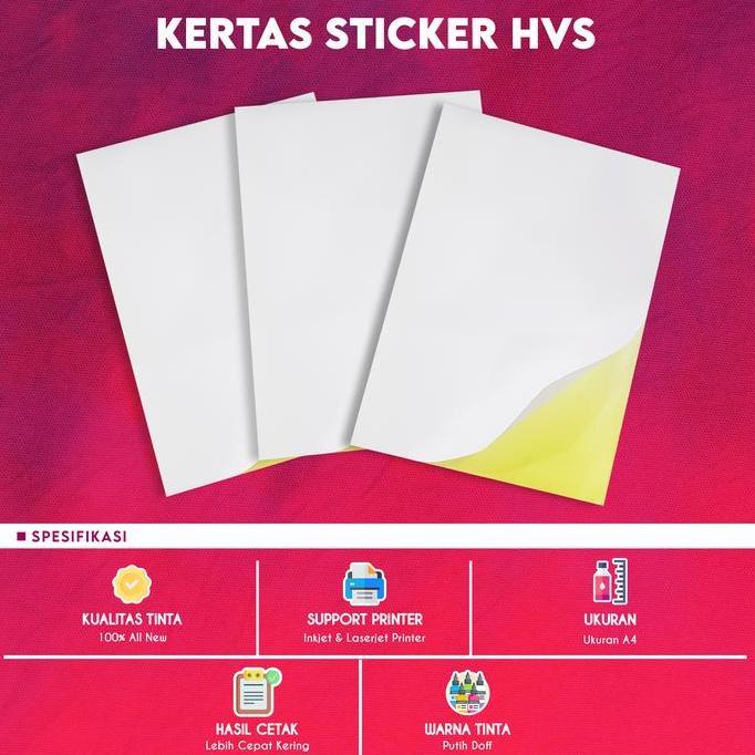 Kraket- Kertas Sticker Hvs A4 Stiker Hvs A4 Doff