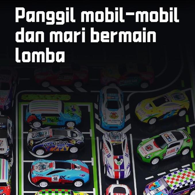 Kittoys- Set Mobil Mainan Balap Inersia Metalik Dengan Kotak Penyimpanan(24Kontainer)-Hadiah Tahun B