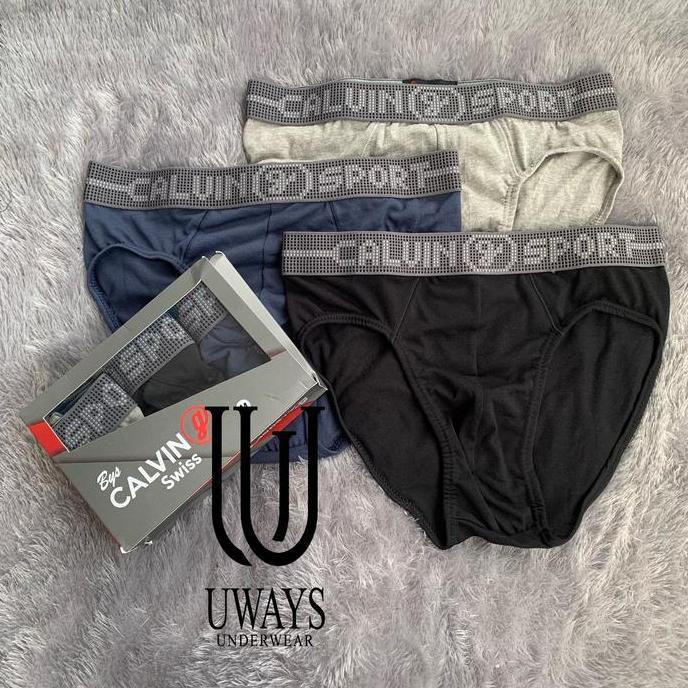 1 Box ( 3pcs ) Celana Dalam Pria Segitiga Premium CALVIN SWISS