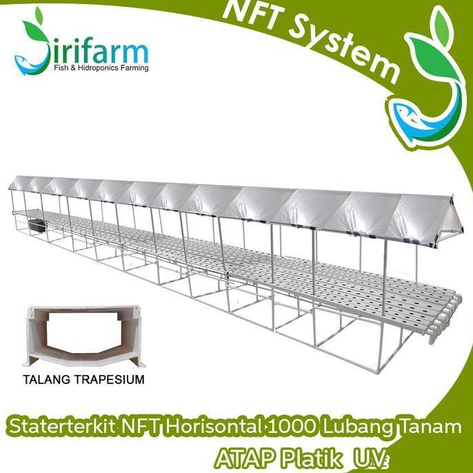 Starterkit Hidroponik NFT Horizontal 10 Mtr Trapesium 1000 LT Atap UV
