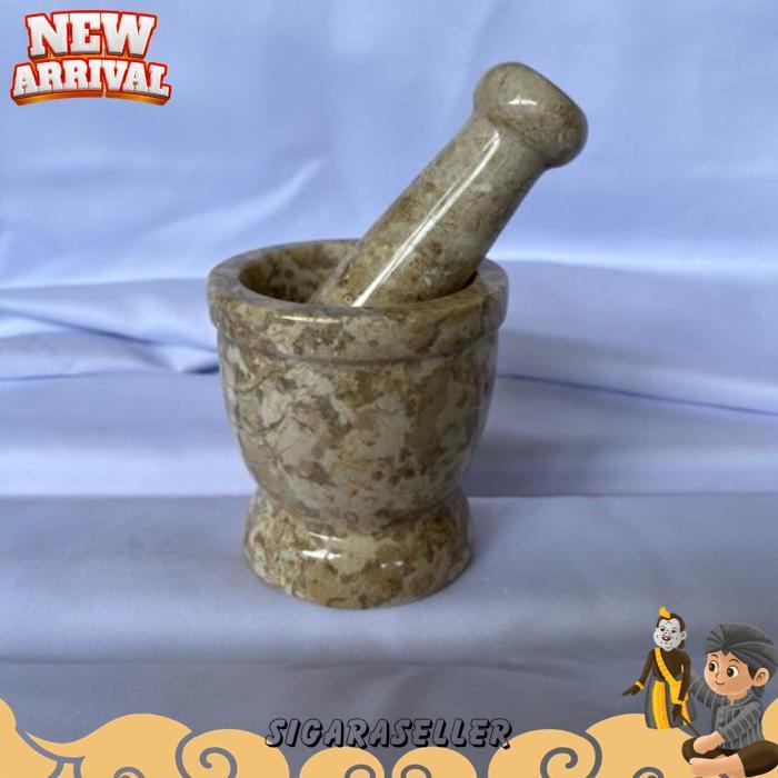 Lumpang Alu Batu Marmer Tumbukan Batu Tumbuk Ulekan Granit Natural Marble Stone Mortar Pestle