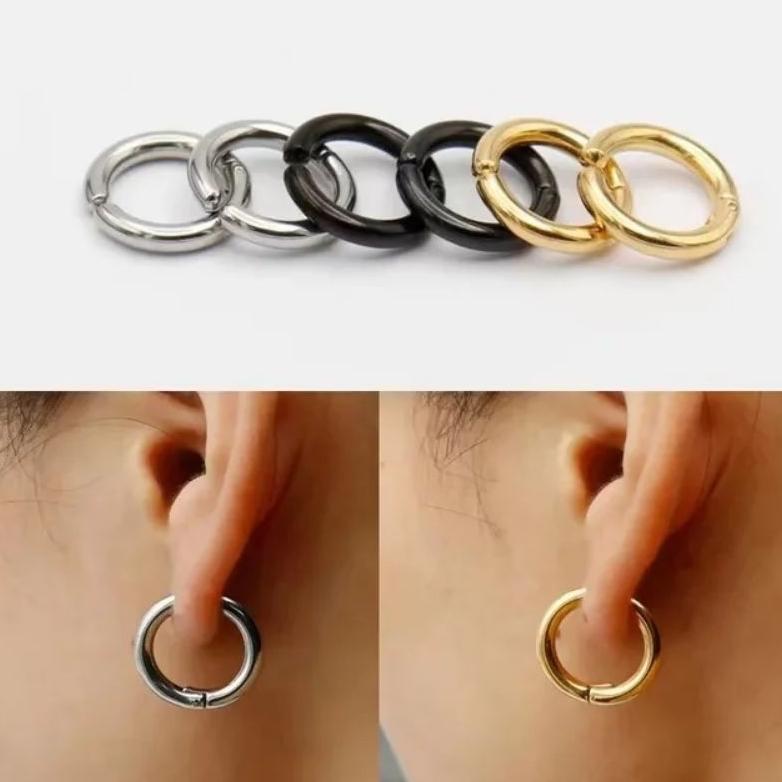 PREMIUM Anting Jepit / Fake Piercing Model Hoop/Anting Tanpa Tindik ( A. Jepit Hoop)