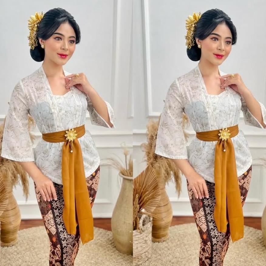 Kebaya Bali Lukis /Kebaya Sifon Bunga/Kebaya Lengan Lonceng