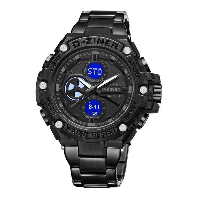 Lifex- Dziner Jam Tangan Pria 8347 Rantai Stainless Steel Double Time Ter Resistant 10Atm Kaca Tches