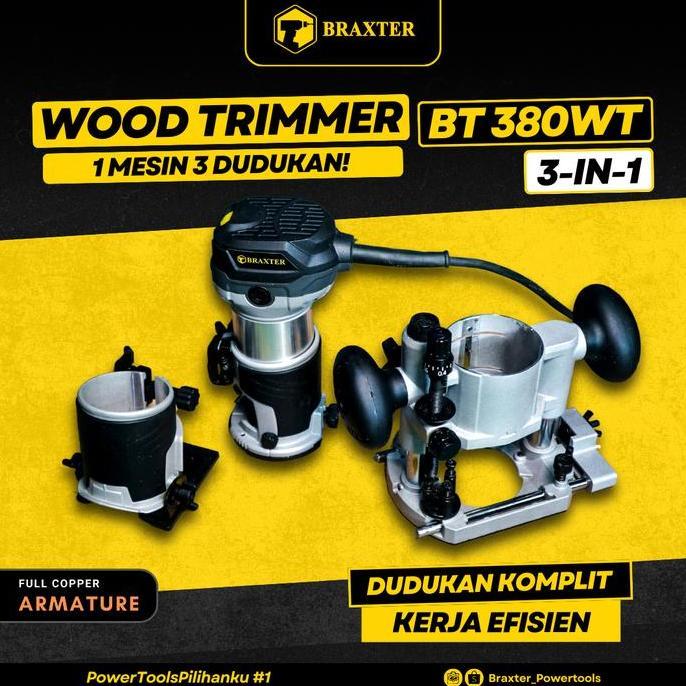 Pwrs- Bt 380 Wt Wood Trimmer Braxter / Router Bisa Ganti 3 Dudukan
